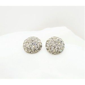 Vintage 1950s Signed Pennino Pave Round Domed Bridal Engagement Clip On Earrings
